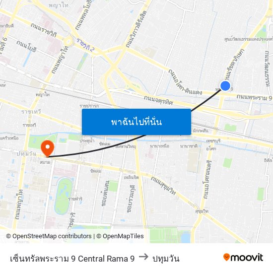 เซ็นทรัลพระราม 9 Central Rama 9 to ปทุมวัน map
