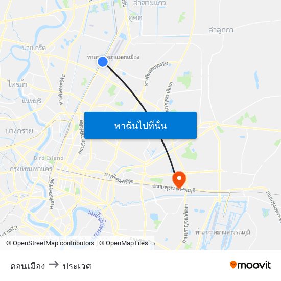 ดอนเมือง to ประเวศ map