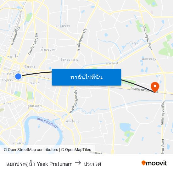 แยกประตูน้ำ Yaek Pratunam to ประเวศ map