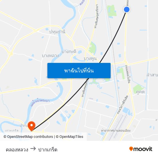 คลองหลวง to ปากเกร็ด map