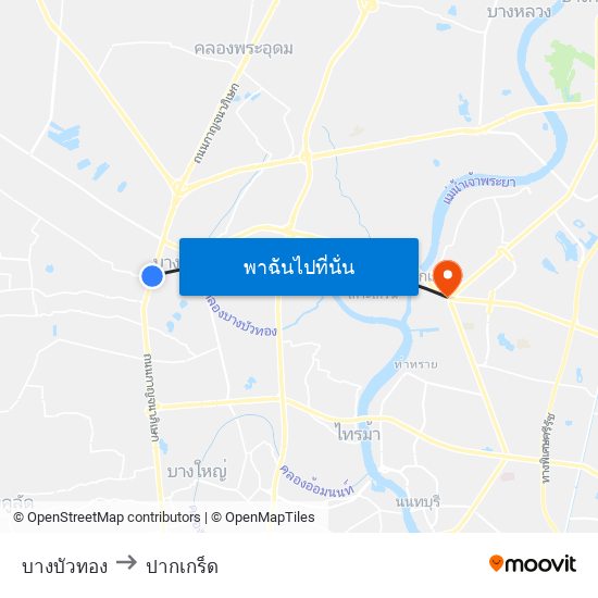 บางบัวทอง to ปากเกร็ด map