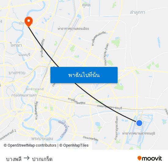 บางพลี to ปากเกร็ด map