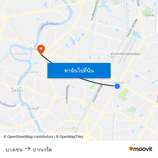 บางเขน to ปากเกร็ด map