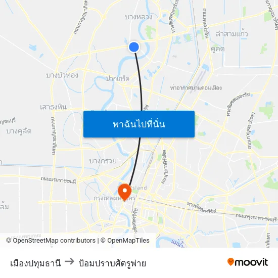 เมืองปทุมธานี to ป้อมปราบศัตรูพ่าย map