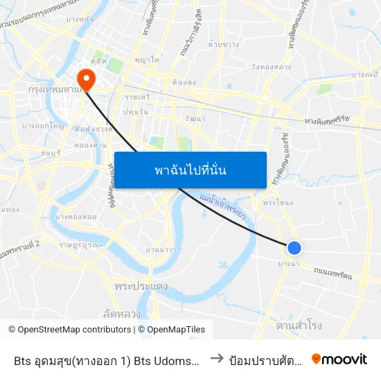 Bts อุดมสุข(ทางออก 1) Bts Udomsuk (Exit 1) to ป้อมปราบศัตรูพ่าย map