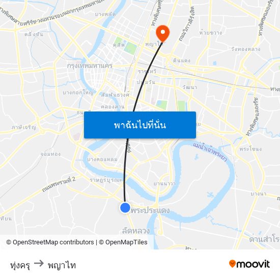 ทุ่งครุ to พญาไท map