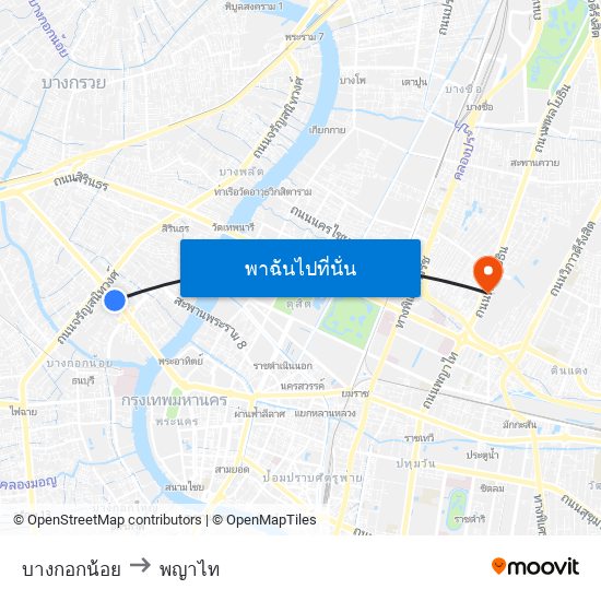 บางกอกน้อย to พญาไท map