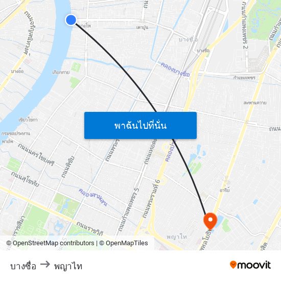 บางซื่อ to พญาไท map