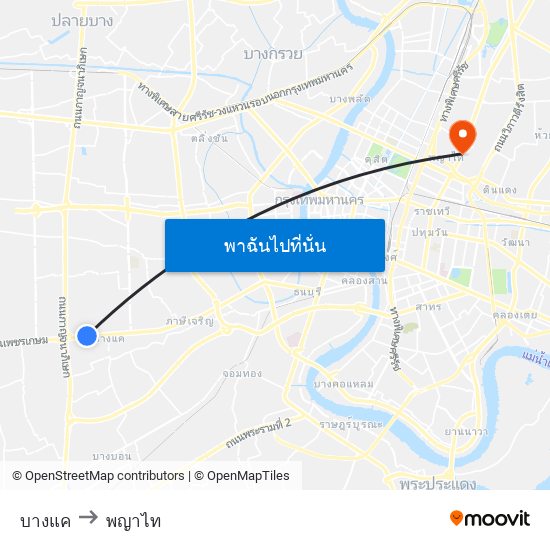 บางแค to พญาไท map