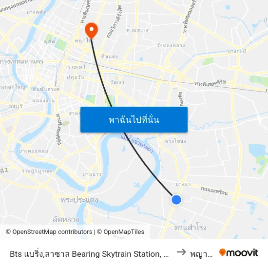 Bts แบริ่ง,ลาซาล Bearing Skytrain Station, Lasal to พญาไท map