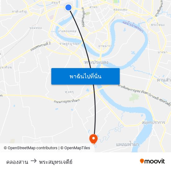 คลองสาน to พระสมุทรเจดีย์ map