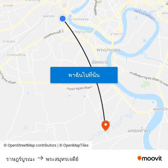 ราษฎร์บูรณะ to พระสมุทรเจดีย์ map