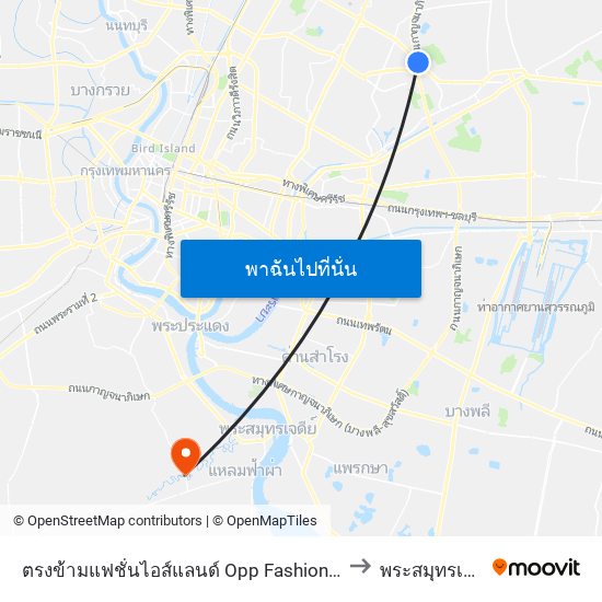 ตรงข้ามแฟชั่นไอส์แลนด์ Opp Fashion Island to พระสมุทรเจดีย์ map