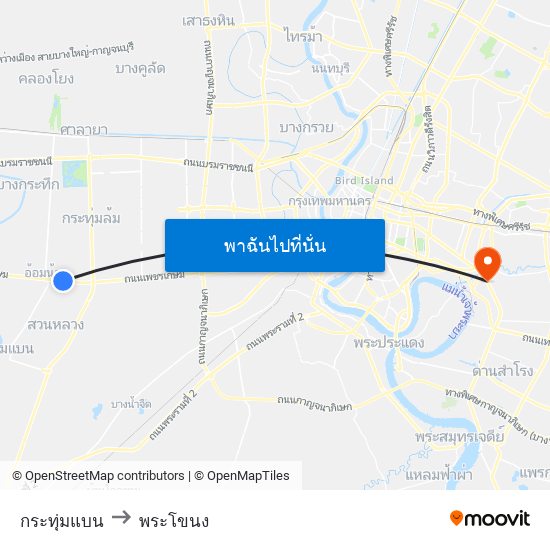 กระทุ่มแบน to พระโขนง map