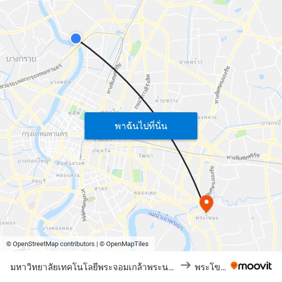 มหาวิทยาลัยเทคโนโลยีพระจอมเกล้าพระนครเหนือ to พระโขนง map