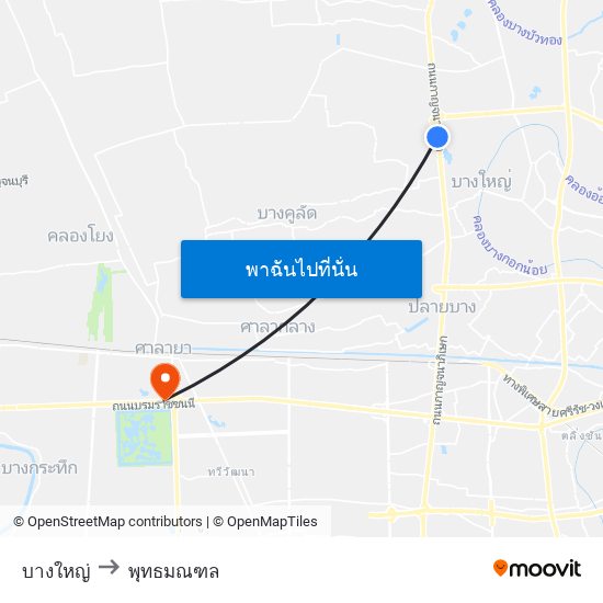 บางใหญ่ to พุทธมณฑล map