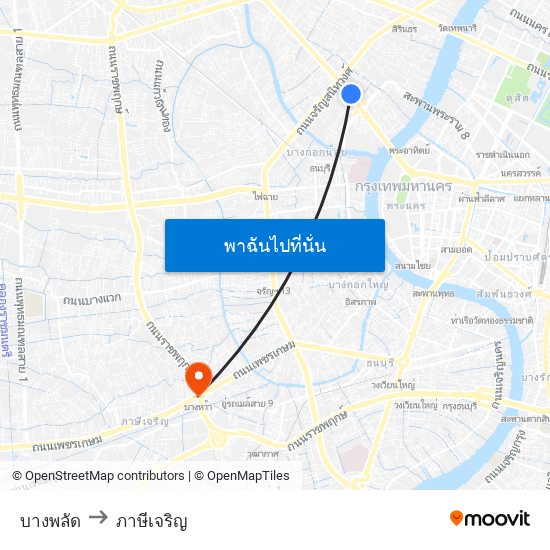 บางพลัด to ภาษีเจริญ map