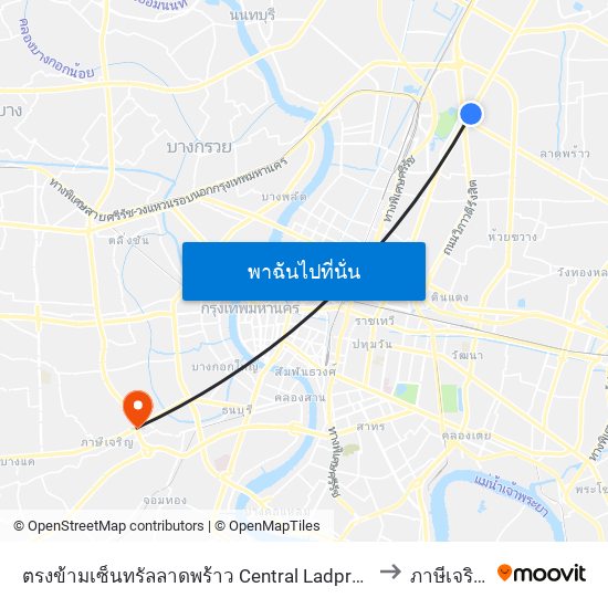 ตรงข้ามเซ็นทรัลลาดพร้าว  Central Ladprao to ภาษีเจริญ map