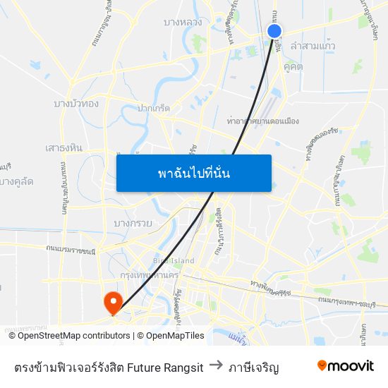 ตรงข้ามฟิวเจอร์รังสิต Future Rangsit to ภาษีเจริญ map