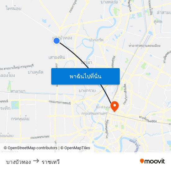 บางบัวทอง to ราชเทวี map