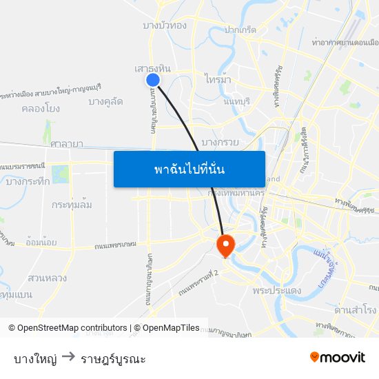 บางใหญ่ to ราษฎร์บูรณะ map