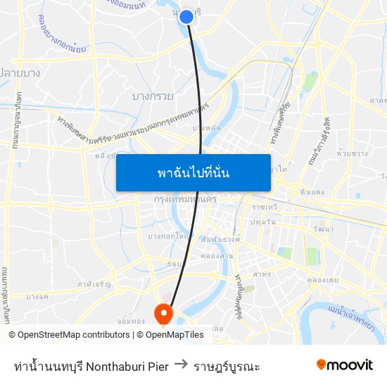 ท่าน้ำนนทบุรี Nonthaburi Pier to ราษฎร์บูรณะ map