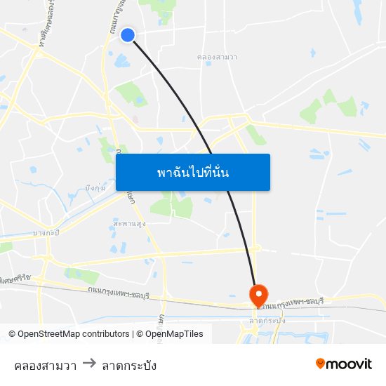 คลองสามวา to ลาดกระบัง map