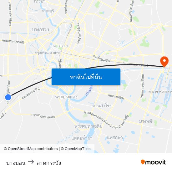 บางบอน to ลาดกระบัง map