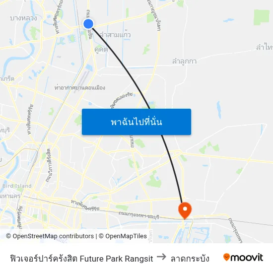 ฟิวเจอร์ปาร์ครังสิต Future Park Rangsit to ลาดกระบัง map