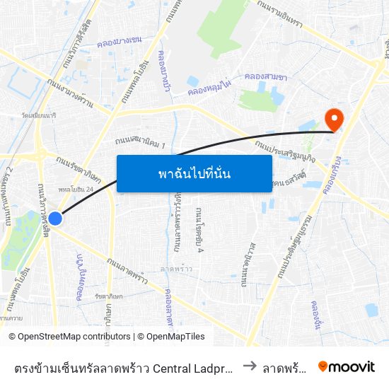 ตรงข้ามเซ็นทรัลลาดพร้าว  Central Ladprao to ลาดพร้าว map