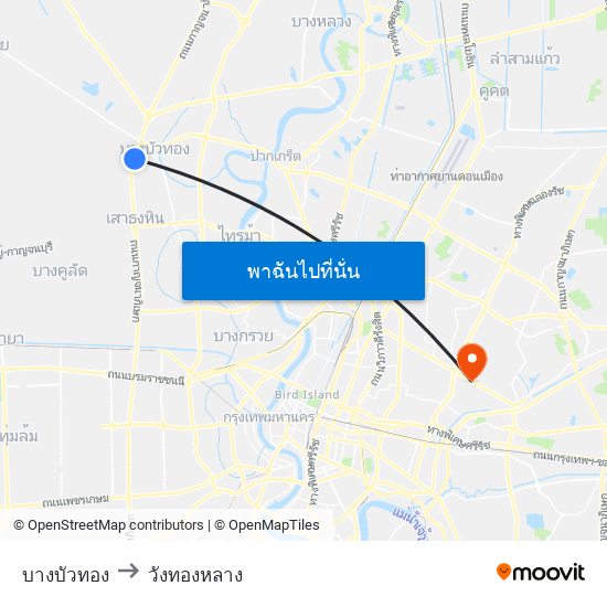 บางบัวทอง to วังทองหลาง map