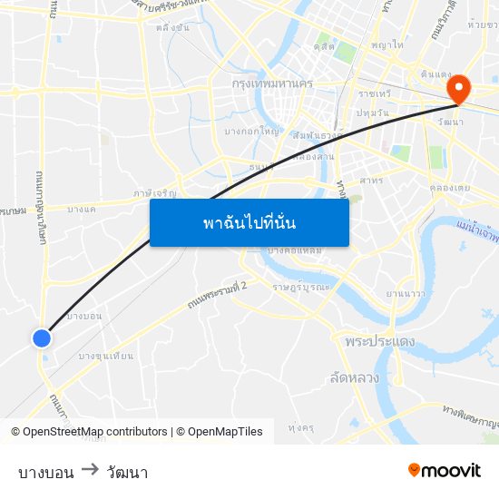 บางบอน to วัฒนา map