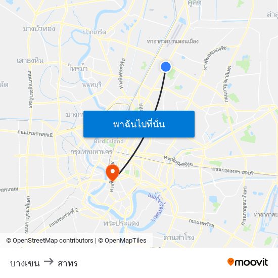 บางเขน to สาทร map