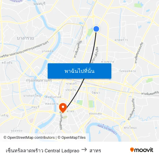 เซ็นทรัลลาดพร้าว Central Ladprao to สาทร map