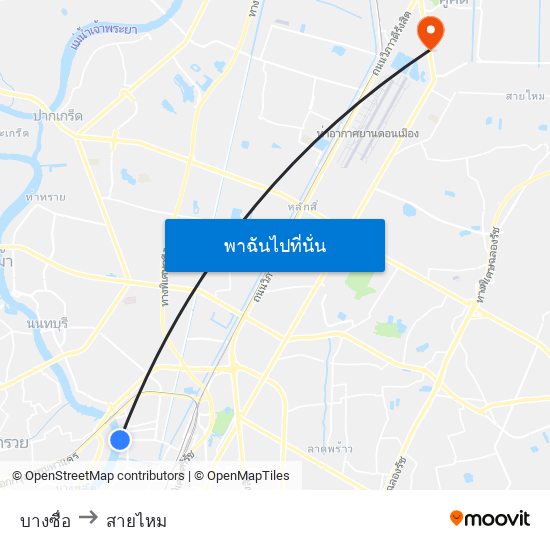 บางซื่อ to สายไหม map