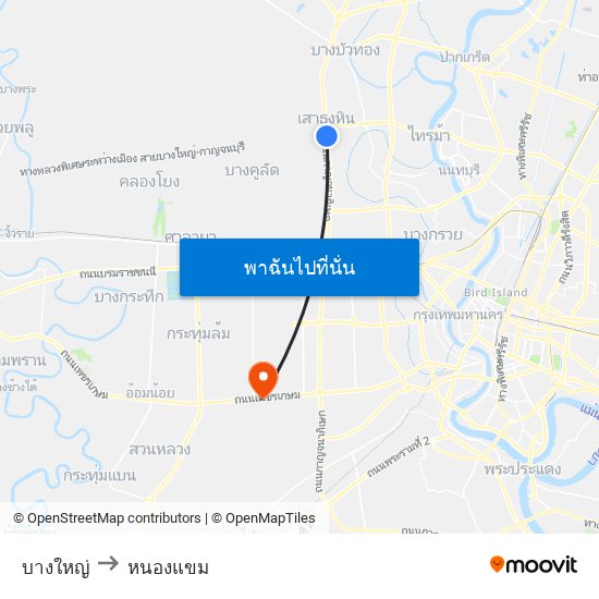 บางใหญ่ to หนองแขม map