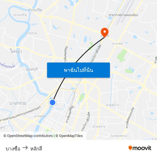 บางซื่อ to หลักสี่ map