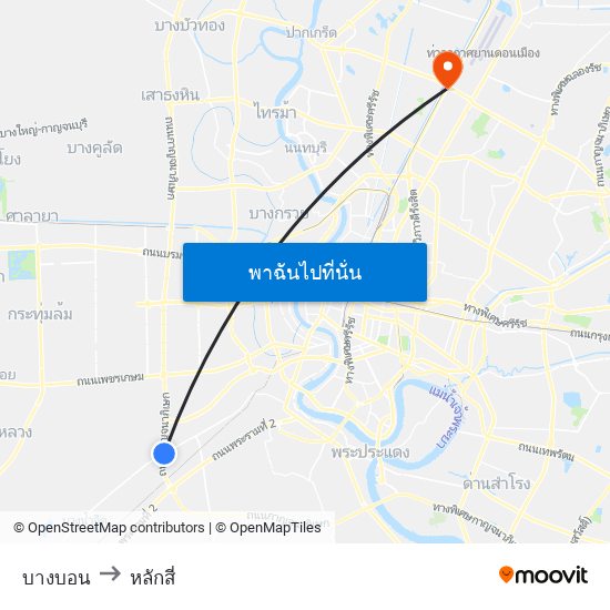 บางบอน to หลักสี่ map