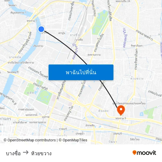บางซื่อ to ห้วยขวาง map