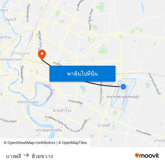 บางพลี to ห้วยขวาง map