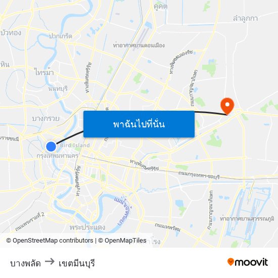 บางพลัด to เขตมีนบุรี map