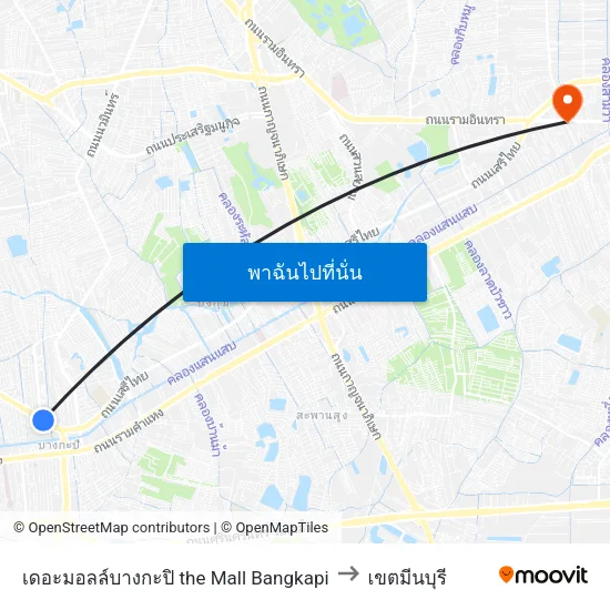 เดอะมอลล์บางกะปิ the Mall Bangkapi to เขตมีนบุรี map