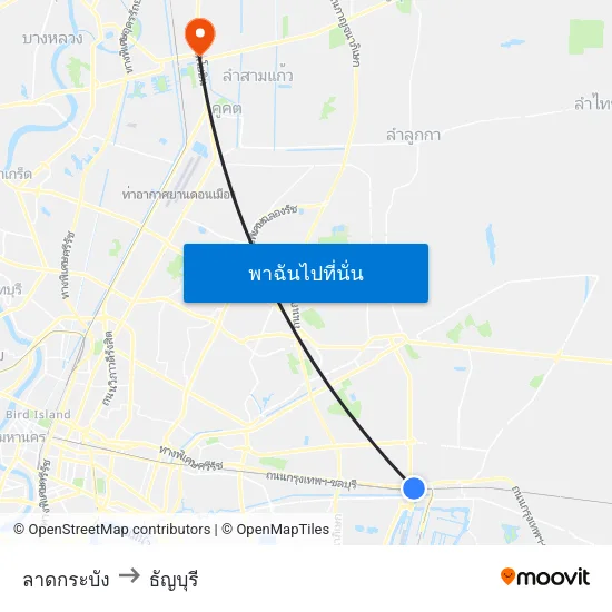 ลาดกระบัง to ธัญบุรี map