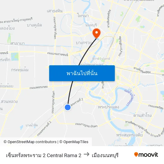 เซ็นทรัลพระราม 2 Central Rama 2 to เมืองนนทบุรี map