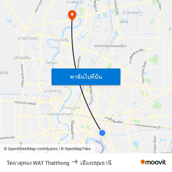 วัดธาตุทอง WAT Thatthong to เมืองปทุมธานี map