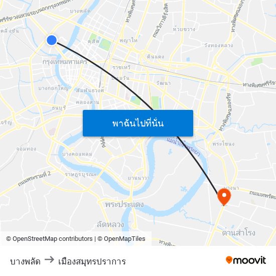 บางพลัด to เมืองสมุทรปราการ map