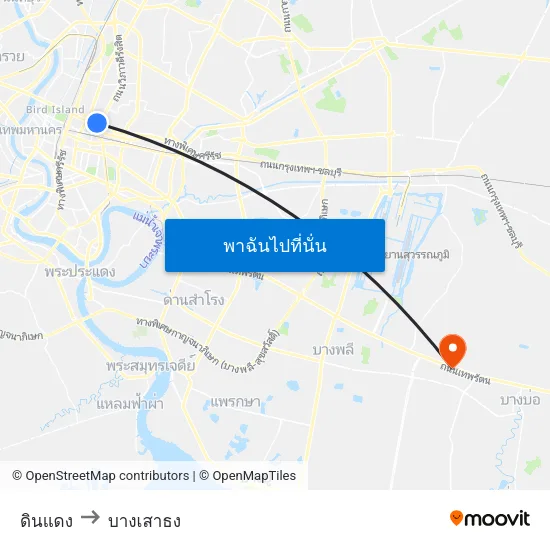 ดินแดง to บางเสาธง map