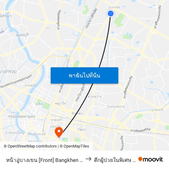 หน้าอู่บางเขน [Front] Bangkhen Bus Depot to ตึกผู้ป่วยในพิเศษ 14 ชั้น map