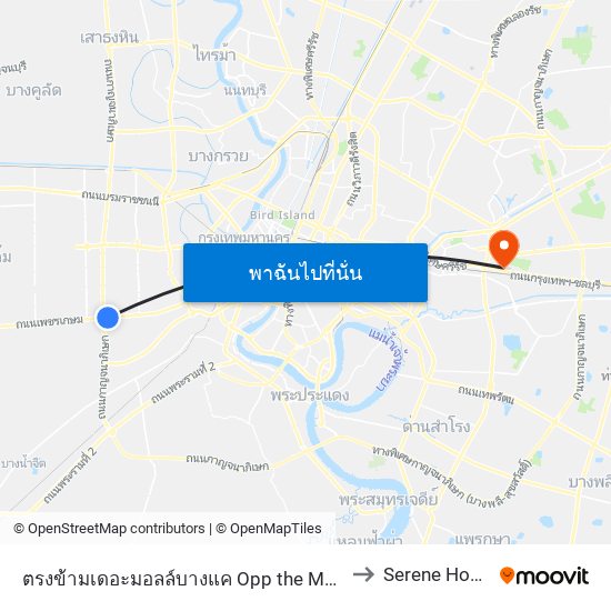 ตรงข้ามเดอะมอลล์บางแค Opp the Mall Bangkae to Serene Hospital map