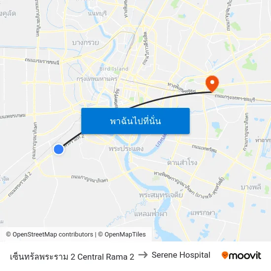 เซ็นทรัลพระราม 2 Central Rama 2 to Serene Hospital map